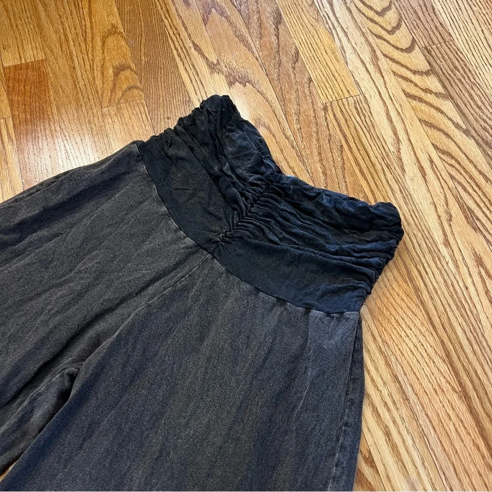 Free People Jayla Ruched Wide Leg Pants Washed Black FP One Women’s Wide Leg M - Picture 5 of 8